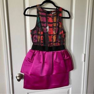Milly hot pink satin bubble dress sleeveless size 4